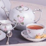 Tea Set for 2 Persons - Herend Vienna Rose Platinum VGR-PT and VR-PT patterns. Herend fine china hand painted. Tableware