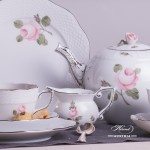 Tea Set for 2 Persons - Herend Vienna Rose Platinum VGR-PT and VR-PT patterns. Herend fine china hand painted. Tableware