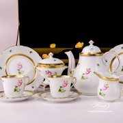 Herend porcelain painted with Vienna Rose or Habsburg Rose Special rich gilded motif