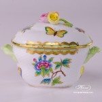 Sugar Basin with Rose Knob 6012-0-09 VBO Queen Victoria design. Herend fine china hand painted