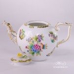 Tea Pot with Rose Knob 606-0-09 VBO Queen Victoria decor. Herend porcelain hand painted