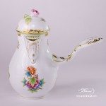 Coffee Pot with Rose Knob 634-0-09 VBO Queen Victoria design. Herend porcelain hand painted. Tableware