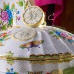 Dinner Set for 4 Persons - Herend Queen Victoria VBO decor. Herend porcelain hand painted. Tableware. Royal Family design