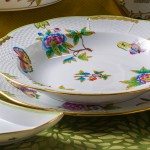 Dinner Set for 4 Persons - Herend Queen Victoria VBO decor. Herend porcelain hand painted. Tableware. Royal Family design
