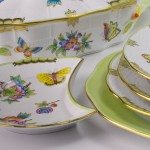 Dinner Set for 4 Persons - Herend Queen Victoria VBO decor. Herend porcelain hand painted. Tableware. Royal Family design