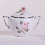 Sugar Basin w. Rose Knob 472-0-09 VGR-PT Vienna Rose Grand w. Platinum pattern. Herend fine china. Hand painted tableware