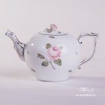 Tea Pot w. Rose Knob 605-0-09 VGR-PT Vienna Rose Grand w. Platinum pattern. Herend fine china. Hand painted tableware