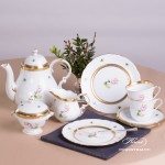 Tea Set for 2 Persons - Special Vienna Rose / Viennese Rose VRH-OR-X1 design. Herend fine china. Hand painted tableware