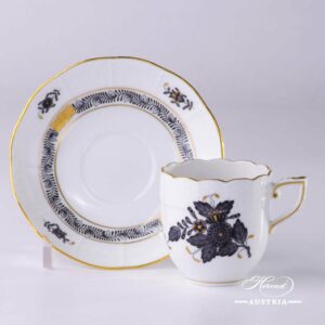 Apponyi-Gray Coffee Cup and Saucer - 709-0-00 ANG - Herend Porcelain