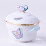 Sugar Basin w. Butterfly Knob 6012-0-17 EVICTP2 Royal Garden Turquoise Butterfly pattern. Herend fine china hand painted. Tableware