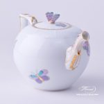 Tea Pot w. Butterfly Knob 604-0-17 EVICTP2 Royal Garden Turquoise Butterfly pattern. Herend fine china hand painted. Tableware