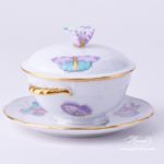 Soup Cup with Lid 740-0-17 EVICTP2 Royal Garden Turquoise Butterfly pattern. Herend fine china hand painted. Tableware