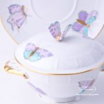 Soup Cup with Lid 740-0-17 EVICTP2 Royal Garden Turquoise Butterfly pattern. Herend fine china hand painted. Tableware