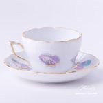 Tea Cup w. Saucer 730-0-00 EVICTP2 Royal Garden Turquoise Butterfly pattern. Herend fine china hand painted. Tableware