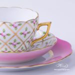 Tea Cup / Coffee Cup and Saucer 20730-0-00 SPROG Sevres Roses design. Herend porcelain. Hand painted tableware. Cup which is suitable for both Tea and Coffee