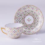 Tea Cup / Coffee Cup and Saucer 20730-0-00 SPROG Sevres Roses design. Herend porcelain. Hand painted tableware. Cup which is suitable for both Tea and Coffee