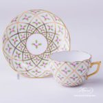Tea Cup / Coffee Cup and Saucer 20730-0-00 SPROG Sevres Roses design. Herend porcelain. Hand painted tableware. Cup which is suitable for both Tea and Coffee