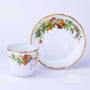 Herend porcelain Coffee Cup and Saucer painted with Christmas motif