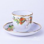 Herend porcelain Coffee Cup and Saucer painted with Christmas motif