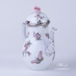 Coffee / Espresso Pot with Rose Knob 616-0-09 VBOG-X1-PT Queen Victoria Platinum pattern. Herend fine china hand painted. Tableware