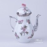 Coffee / Espresso Pot with Rose Knob 616-0-09 VBOG-X1-PT Queen Victoria Platinum pattern. Herend fine china hand painted. Tableware