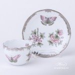 Coffee / Espresso Cup and Saucer 711-0-00 VBOG-X1-PT Queen Victoria Platinum pattern. Herend porcelain hand painted. Tableware