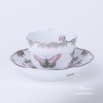 Coffee / Espresso Cup and Saucer 711-0-00 VBOG-X1-PT Queen Victoria Platinum pattern. Herend porcelain hand painted. Tableware