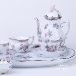 Coffee / Espresso Set for 2 Persons - Queen Victoria Platinum VBOG-X1-PT pattern. Herend fine china hand painted. Tableware