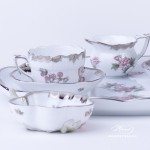 Coffee / Espresso Set for 2 Persons - Queen Victoria Platinum VBOG-X1-PT pattern. Herend fine china hand painted. Tableware