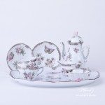 Coffee / Espresso Set for 2 Persons - Queen Victoria Platinum VBOG-X1-PT pattern. Herend fine china hand painted. Tableware