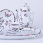 Coffee / Espresso Set for 2 Persons - Queen Victoria Platinum VBOG-X1-PT pattern. Herend fine china hand painted. Tableware