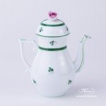Coffee / Espresso Pot w. Rose Knob 616-0-00 Vienna Rose / Viennese Rose VRH pattern. Herend fine china. Hand painted tableware