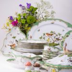 Dinner Set for 6 Persons - Herend Rothschild Bird Green Fish scale RO-ETV decor. Herend porcelain. Hand painted dinnerware