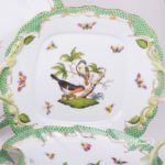 Dinner Set for 6 Persons - Herend Rothschild Bird Green Fish scale RO-ETV decor. Herend porcelain. Hand painted dinnerware