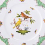 Dinner Plate 524-0-00 RO-ETV Rothschild Bird Green Fish scale decor. Herend porcelain. Hand painted dinnerware