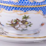 Soup Cup and Lid with Saucer 740-0-12 RO-ETB Rothschild Bird Blue Fish scale decor. Herend porcelain. Hand painted tableware