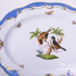 Dinner Set for 2 Persons - Herend Rothschild Bird Blue Fish scale RO-ETB decor. Herend porcelain. Hand painted dinnerware