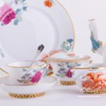 Coffee / Espresso Set for 2 Persons - Herend Pink Peony PVR pattern. Herend fine china hand painted. Tableware. Coffee Cup volume 0.9 dl (3 OZ)