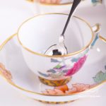 Coffee / Espresso Set for 2 Persons - Herend Pink Peony PVR pattern. Herend fine china hand painted. Tableware. Coffee Cup volume 0.9 dl (3 OZ)