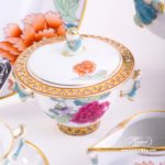 Coffee / Espresso Set for 2 Persons - Herend Pink Peony PVR pattern. Herend fine china hand painted. Tableware. Coffee Cup volume 0.9 dl (3 OZ)