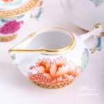 Coffee / Espresso Set for 2 Persons - Herend Pink Peony PVR pattern. Herend fine china hand painted. Tableware. Coffee Cup volume 0.9 dl (3 OZ)