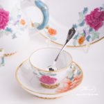 Coffee / Espresso Set for 2 Persons - Herend Pink Peony PVR pattern. Herend fine china hand painted. Tableware. Coffee Cup volume 0.9 dl (3 OZ)