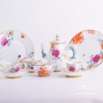 Coffee / Espresso Set for 2 Persons - Herend Pink Peony PVR pattern. Herend fine china hand painted. Tableware. Coffee Cup volume 0.9 dl (3 OZ)