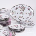 Dinner Set for 6 Persons - Herend Queen Victoria Platinum VBOG-X1-PT pattern. Herend porcelain hand painted. Tableware