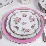 Dinner Set for 6 Persons - Herend Queen Victoria Platinum VBOG-X1-PT pattern. Herend porcelain hand painted. Tableware