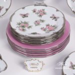 Dinner Set for 6 Persons - Herend Queen Victoria Platinum VBOG-X1-PT pattern. Herend porcelain hand painted. Tableware