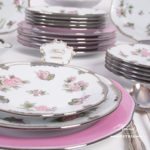Dinner Set for 6 Persons - Herend Queen Victoria Platinum VBOG-X1-PT pattern. Herend porcelain hand painted. Tableware
