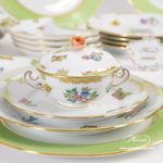 Dinner Set for 6 Persons - Herend Queen Victoria VBA decor. Herend porcelain hand painted. Tableware