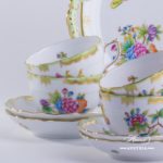 Tea Set for 2 Persons - Herend Queen Victoria VBO decor. Herend porcelain hand painted. Tableware. Coffee Cup 701-0-00 VBO
