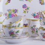 Tea Set for 2 Persons - Herend Queen Victoria VBO decor. Herend porcelain hand painted. Tableware. Coffee Cup 701-0-00 VBO